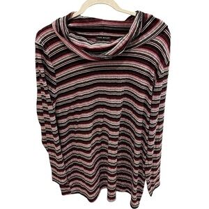 Lane Bryant Jersey Knit Tunic Top Womens 22/24 Striped Cowl Neck Long Sleeve